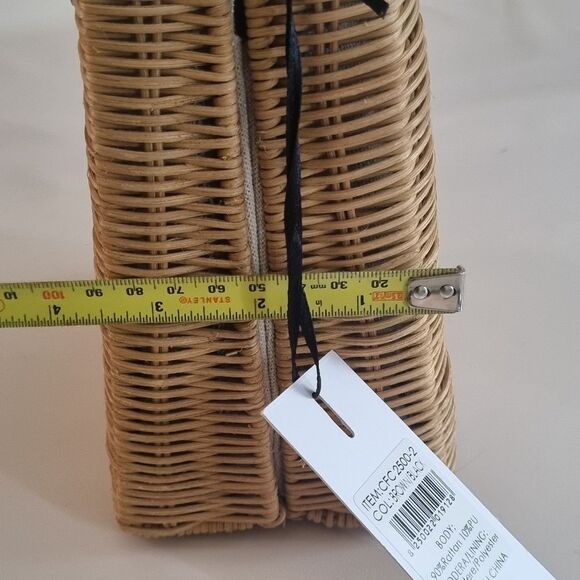 CHANTAL Paris Wicker Handbag - Natural Rattan with Black Bead Handle - NEW - Picture 7 of 9